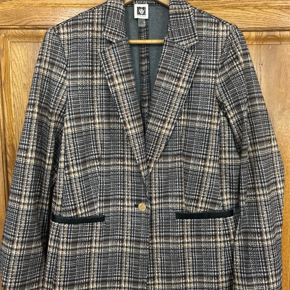 Plaid Blazer with Button Detail